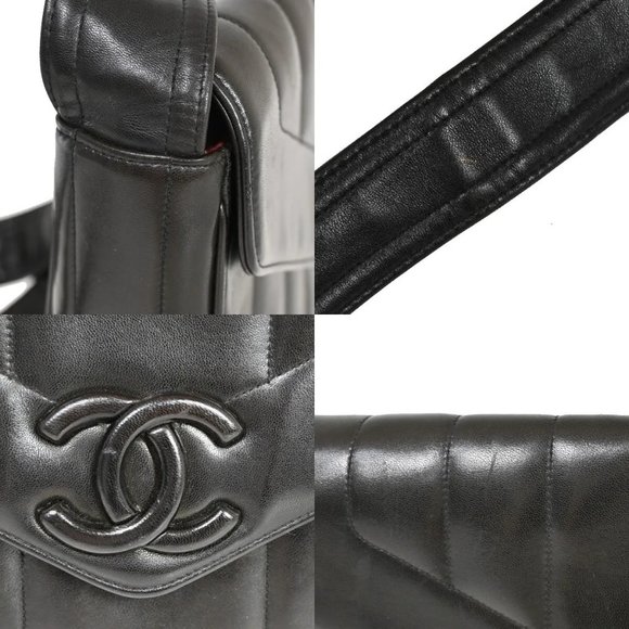 Auth CHANEL CC Logo madomoazeru Shoulder Bag Leather Black GHW Vintage - Picture 5 of 16